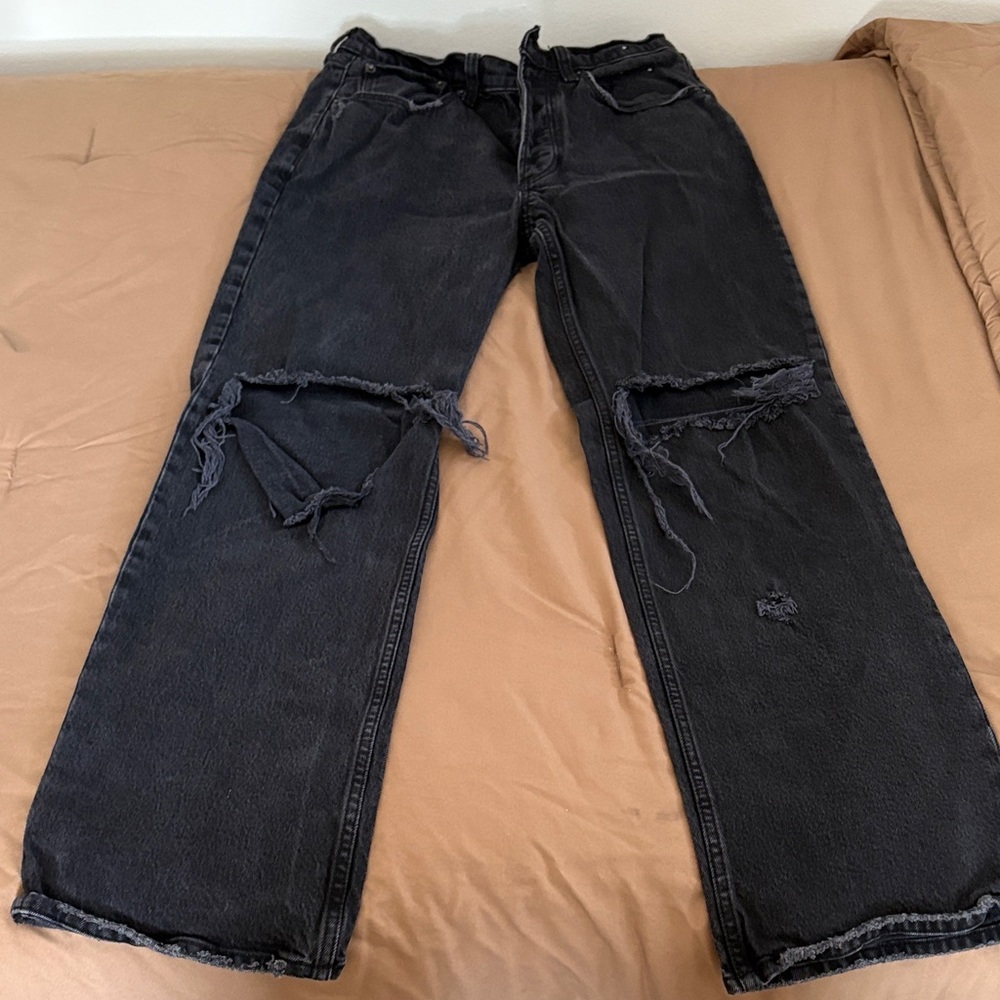 Abercrombie & Fitch Black Distressed Relaxed Jeans